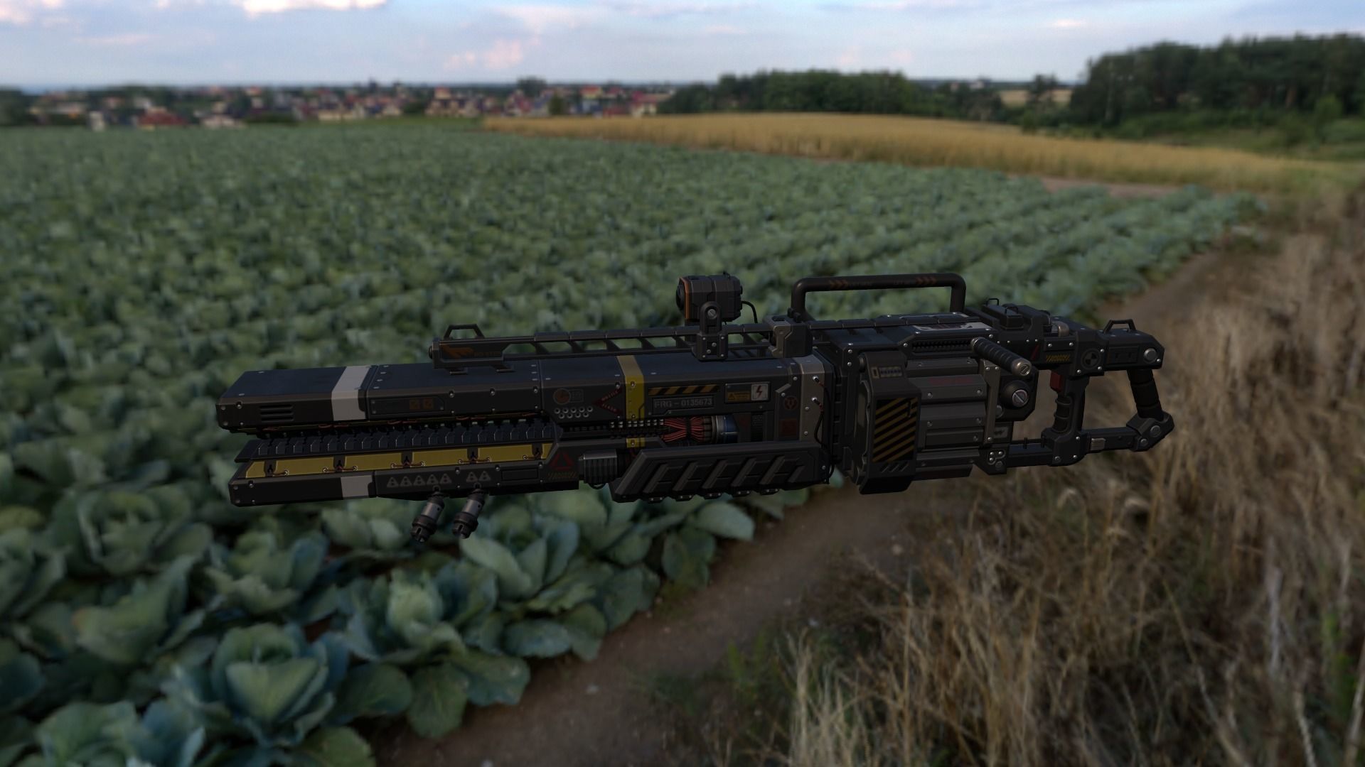 Scifi Plasma Rail Gun Low-poly 3D model_6