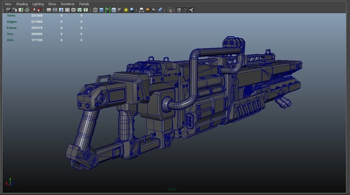 Scifi Plasma Rail Gun Low-poly 3D model_12