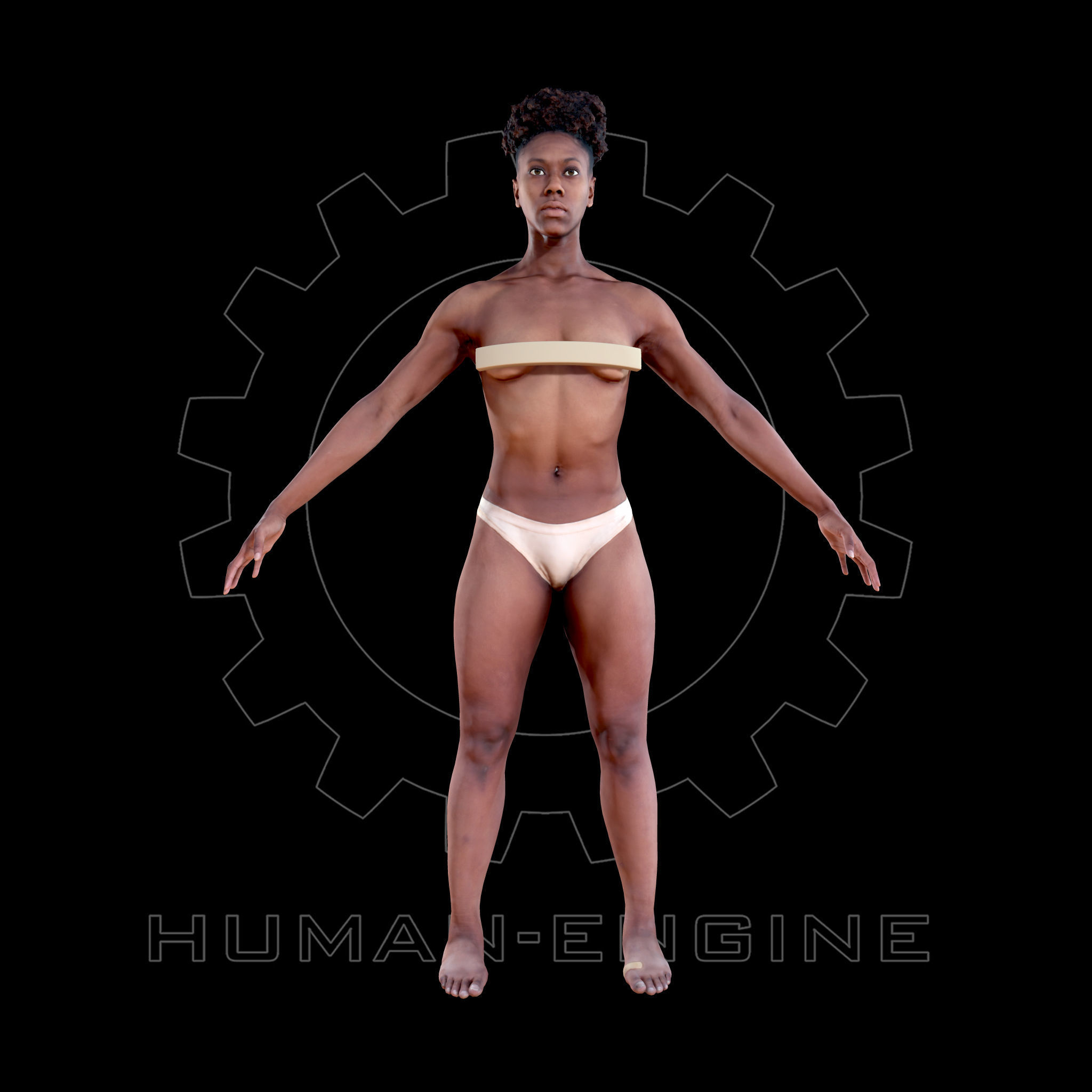 Female Scan - Tiana A-pose Low-poly 3D model_2