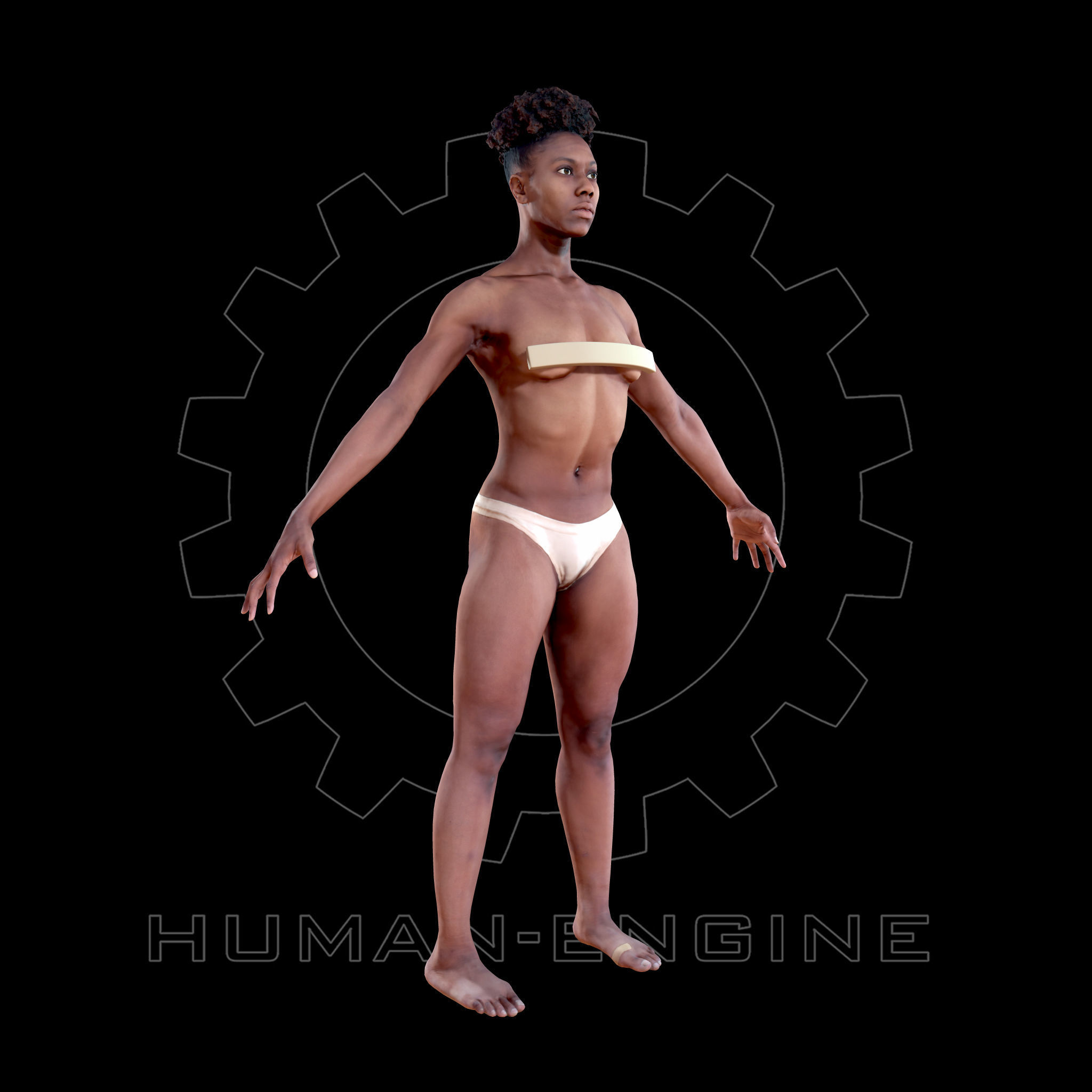Female Scan - Tiana A-pose Low-poly 3D model_7