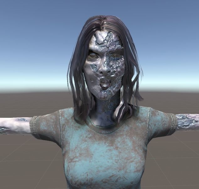 Zombie Female 1 Low-poly 3D model_4