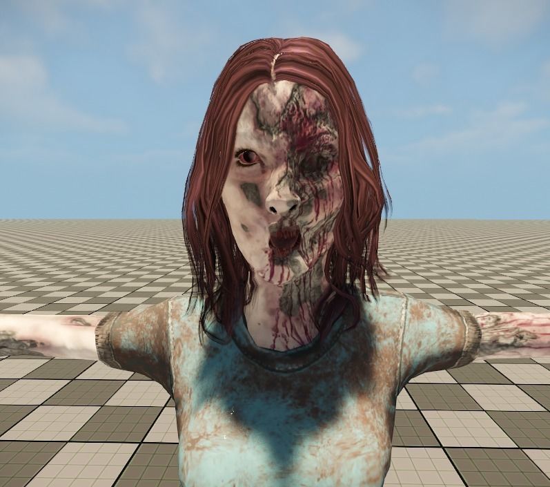 Zombie Female 1 Low-poly 3D model_7
