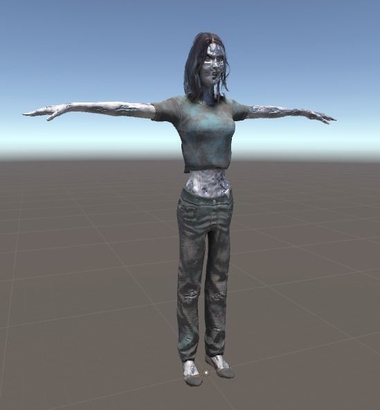 Zombie Female 1 Low-poly 3D model_3
