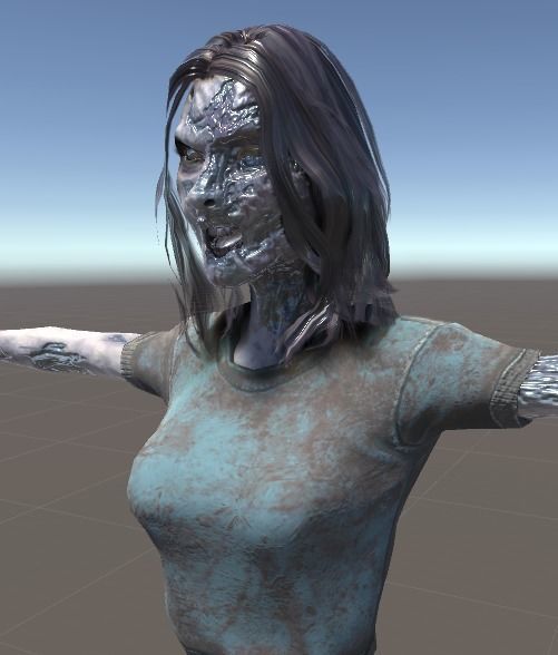 Zombie Female 1 Low-poly 3D model_6