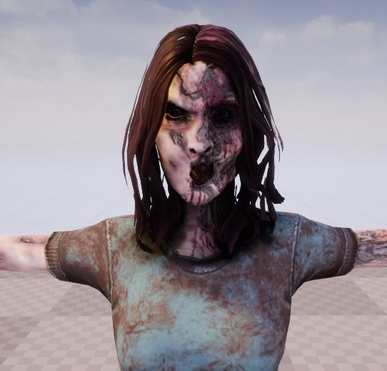 Zombie Female 1 Low-poly 3D model_8