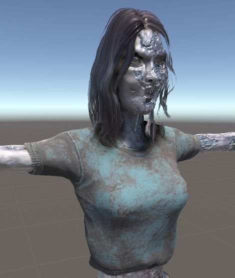 Zombie Female 1 Low-poly 3D model_5