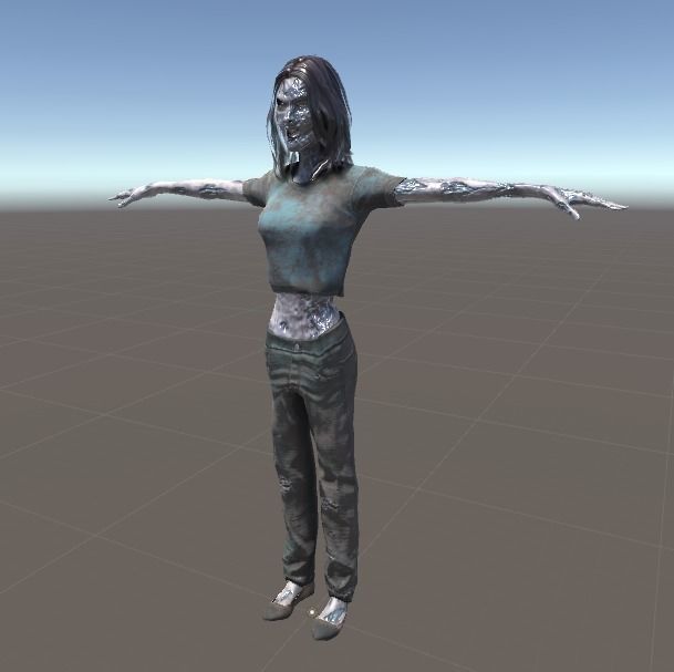 Zombie Female 1 Low-poly 3D model_2