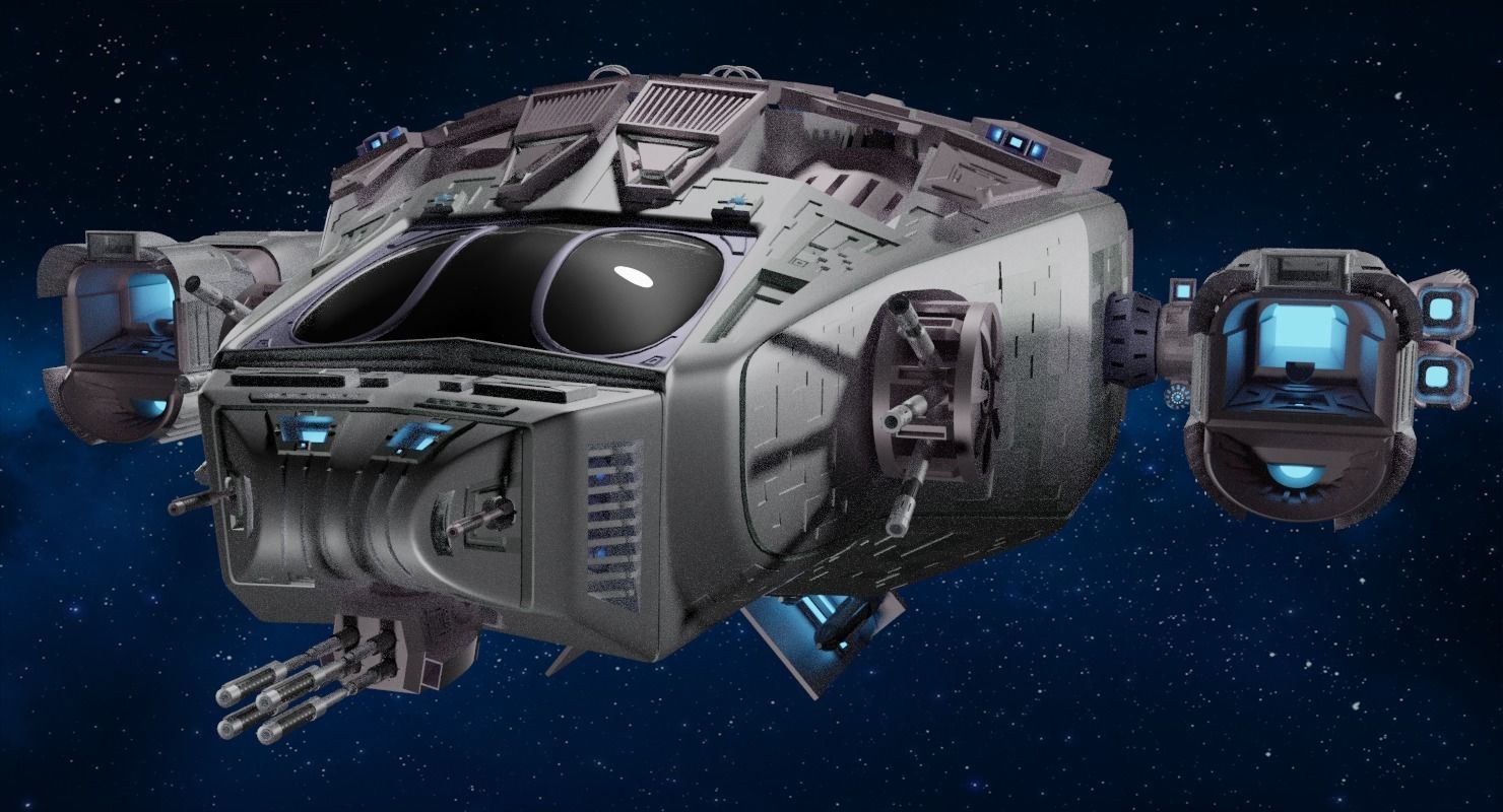 Sci-fi Spaceship T1 Low-poly 3D model_1