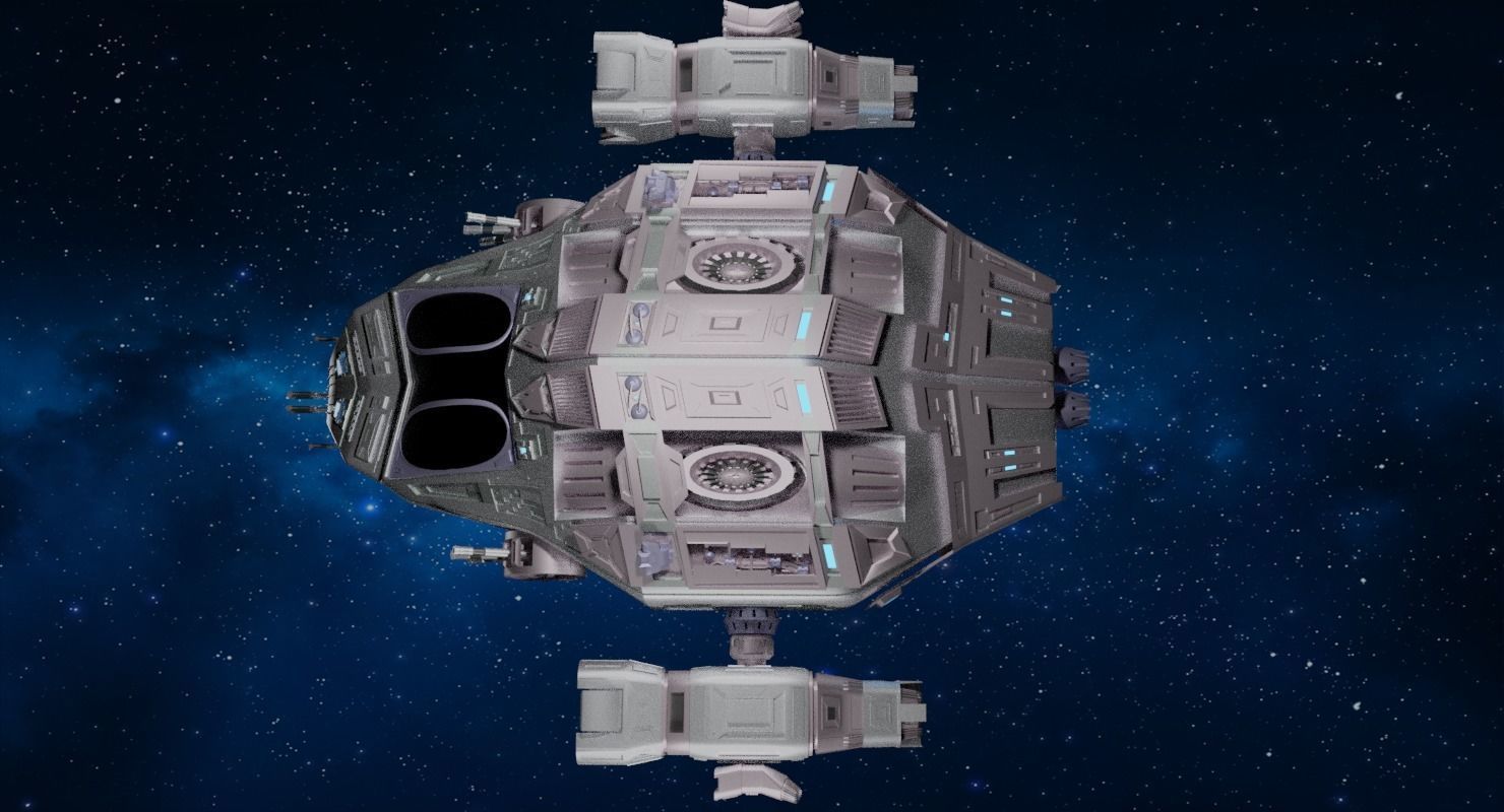 Sci-fi Spaceship T1 Low-poly 3D model_6