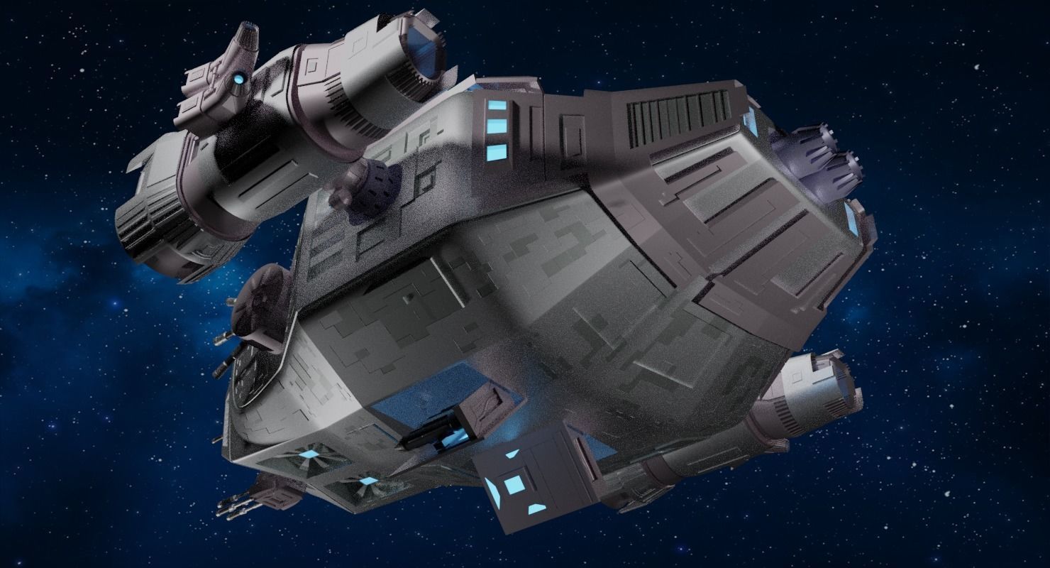 Sci-fi Spaceship T1 Low-poly 3D model_3