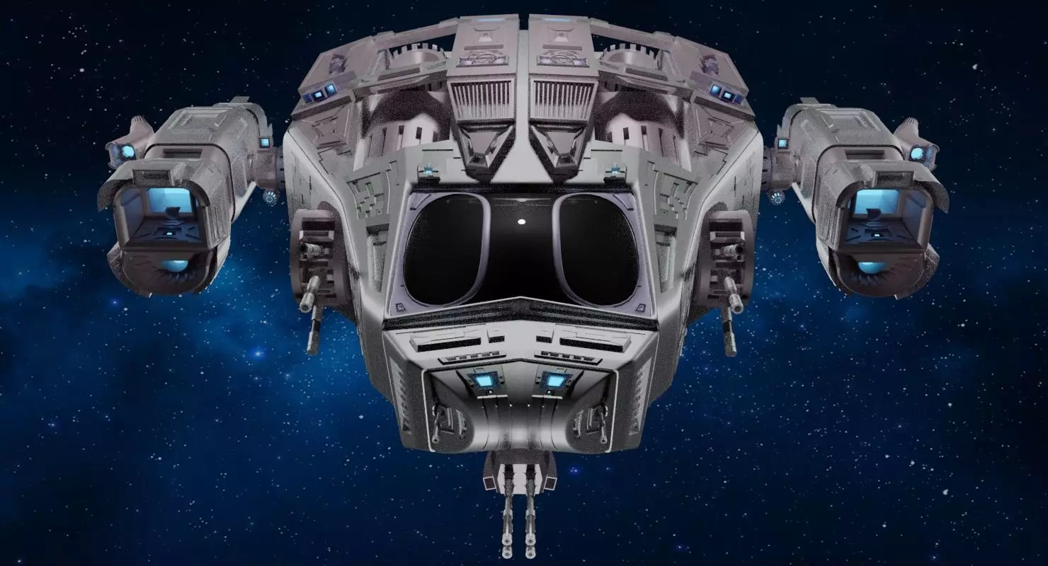 Sci-fi Spaceship T1 Low-poly 3D model_0