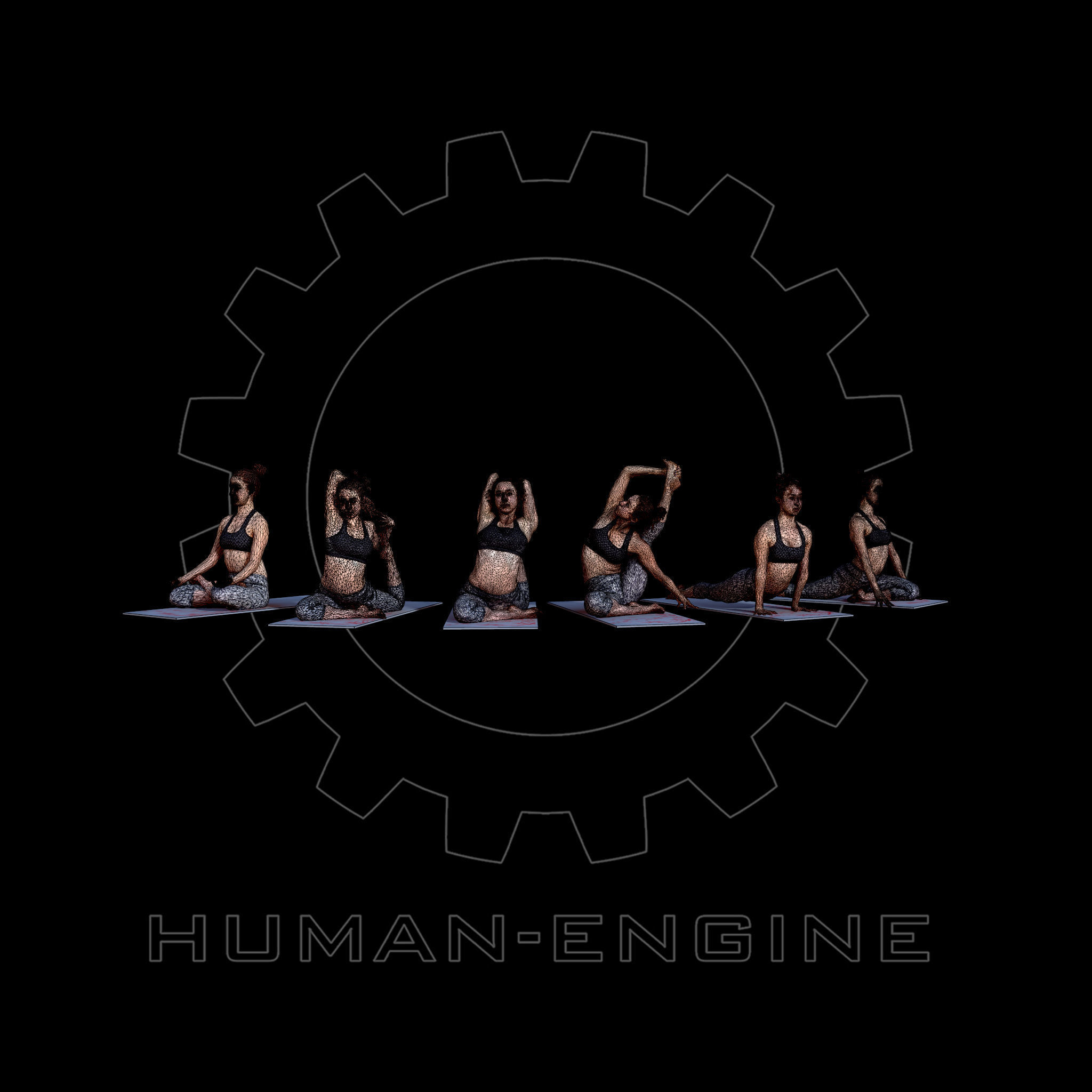 Various Yoga Female Poses with Mat 002 Bundle 3D model_5