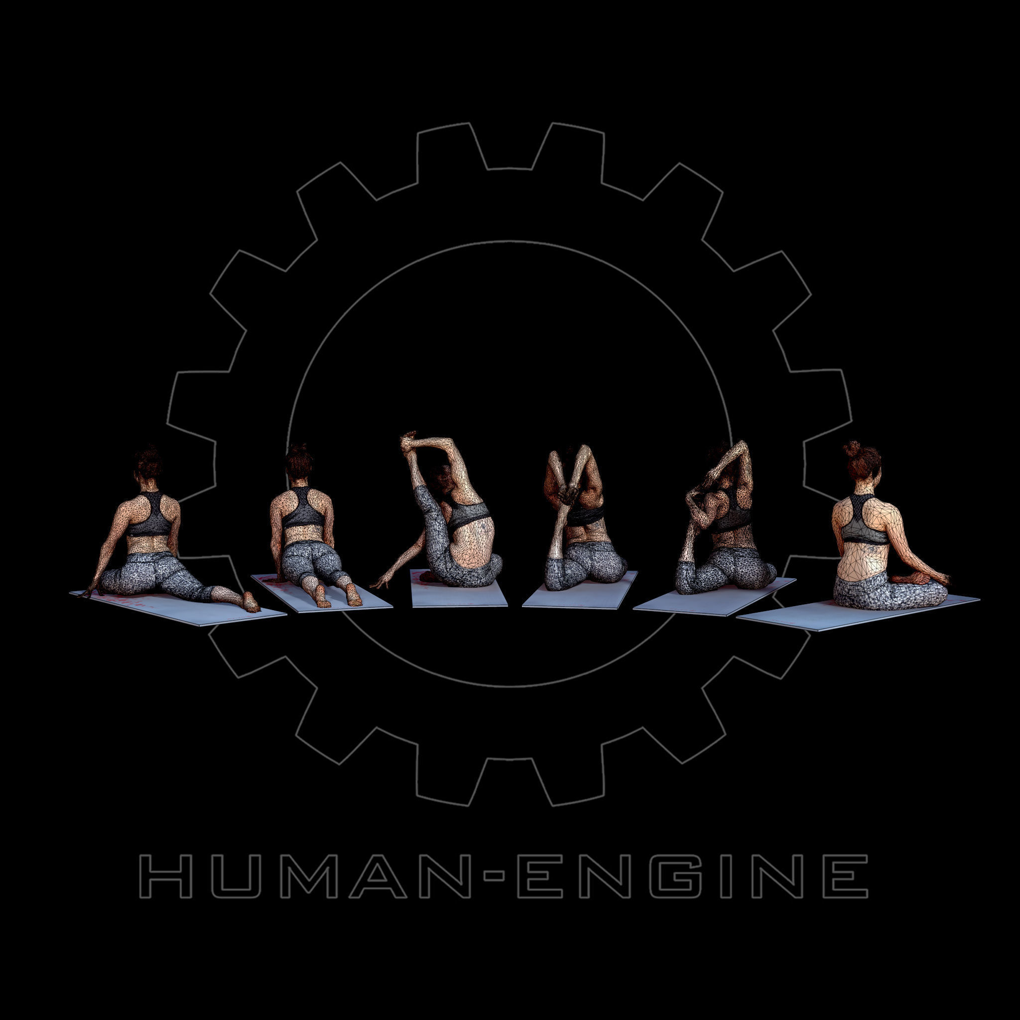 Various Yoga Female Poses with Mat 002 Bundle 3D model_6