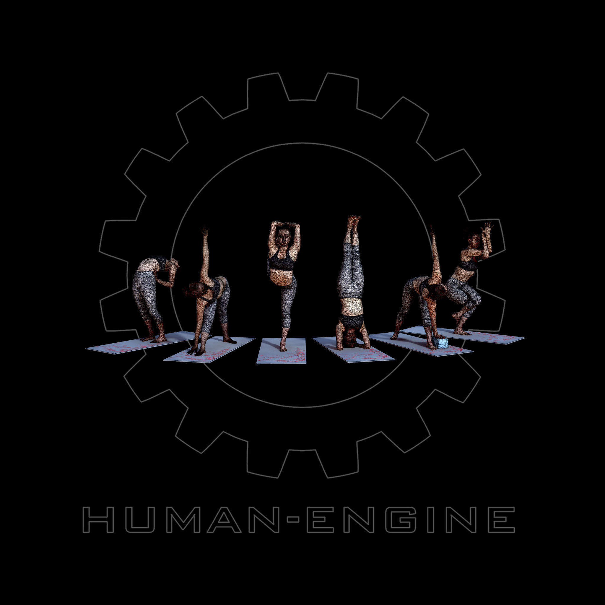 Various Yoga Female Poses with Mat 003 Bundle 3D model_5