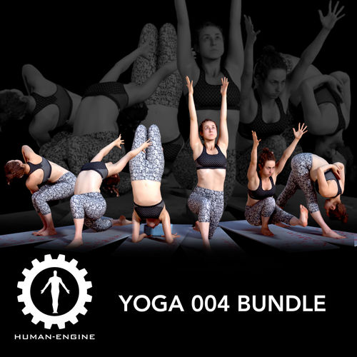 Various Yoga Female Poses with Mat 004 Bundle 3D model
