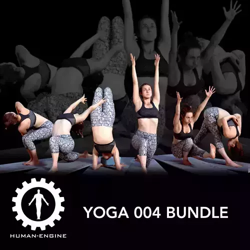 Various Yoga Female Poses with Mat 004 Bundle 3D model
