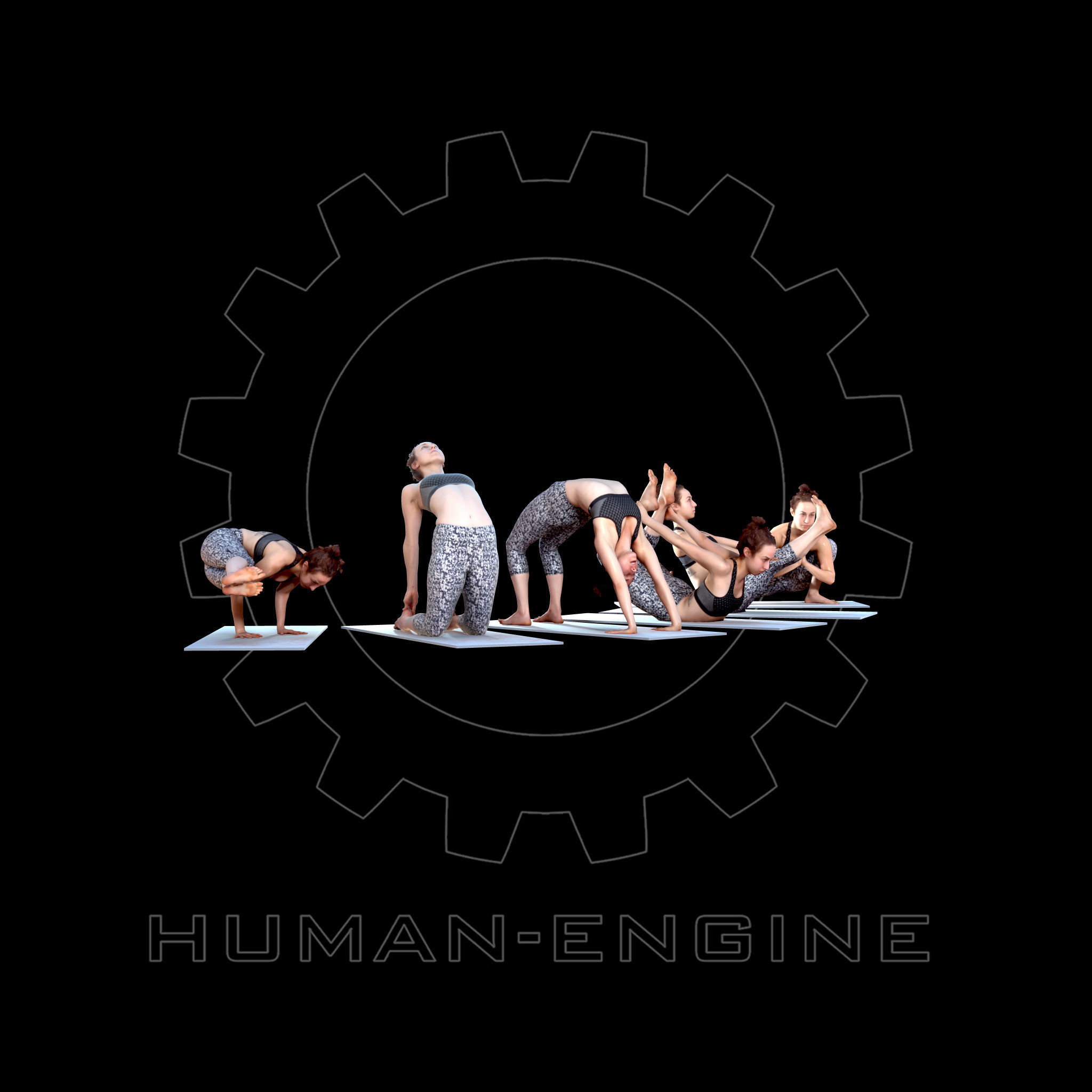 Various Yoga Female Poses with Mat 005 Bundle 3D model_2