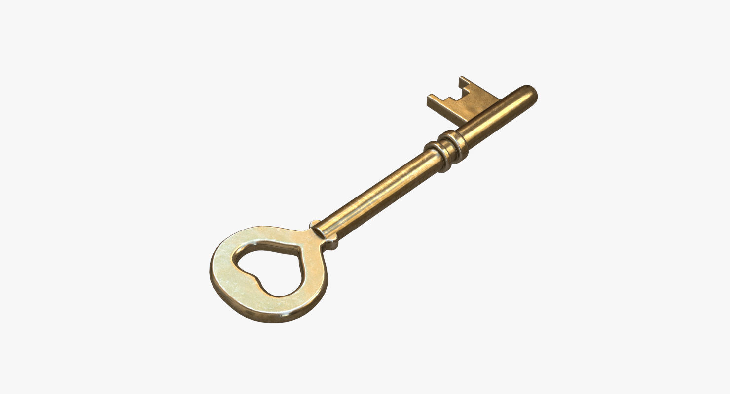 Gold key 3D model Low-poly 3D model_5