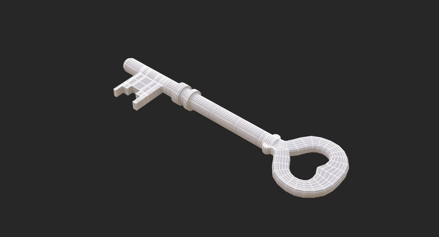 Gold key 3D model Low-poly 3D model_14