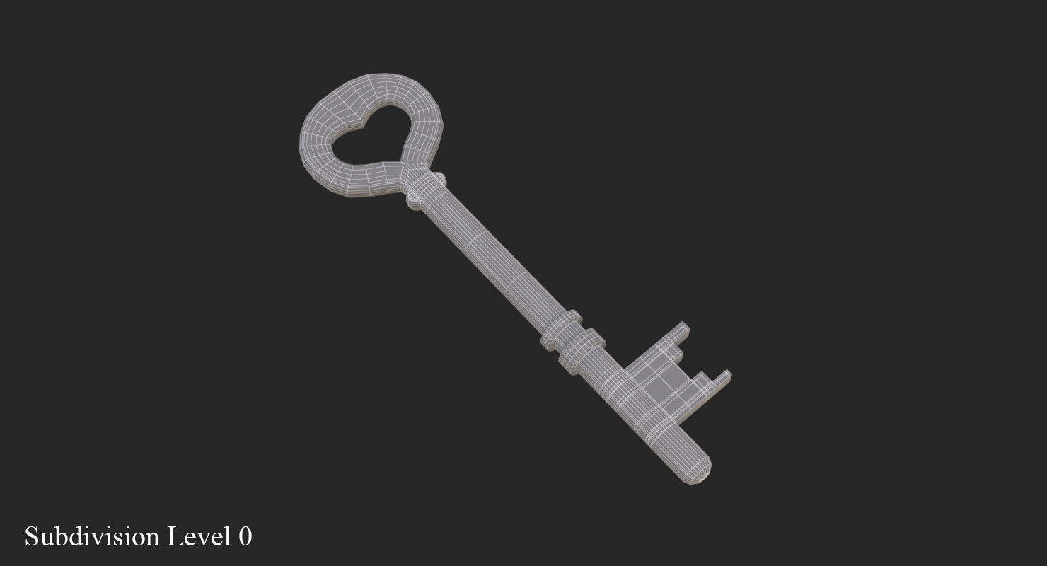 Gold key 3D model Low-poly 3D model_9