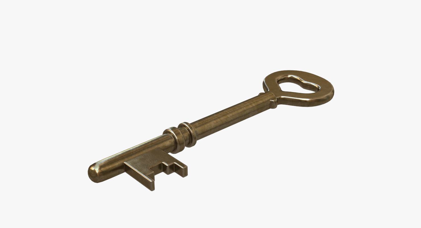 Gold key 3D model Low-poly 3D model_3