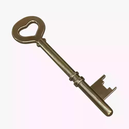 Gold key 3D model Low-poly 3D model