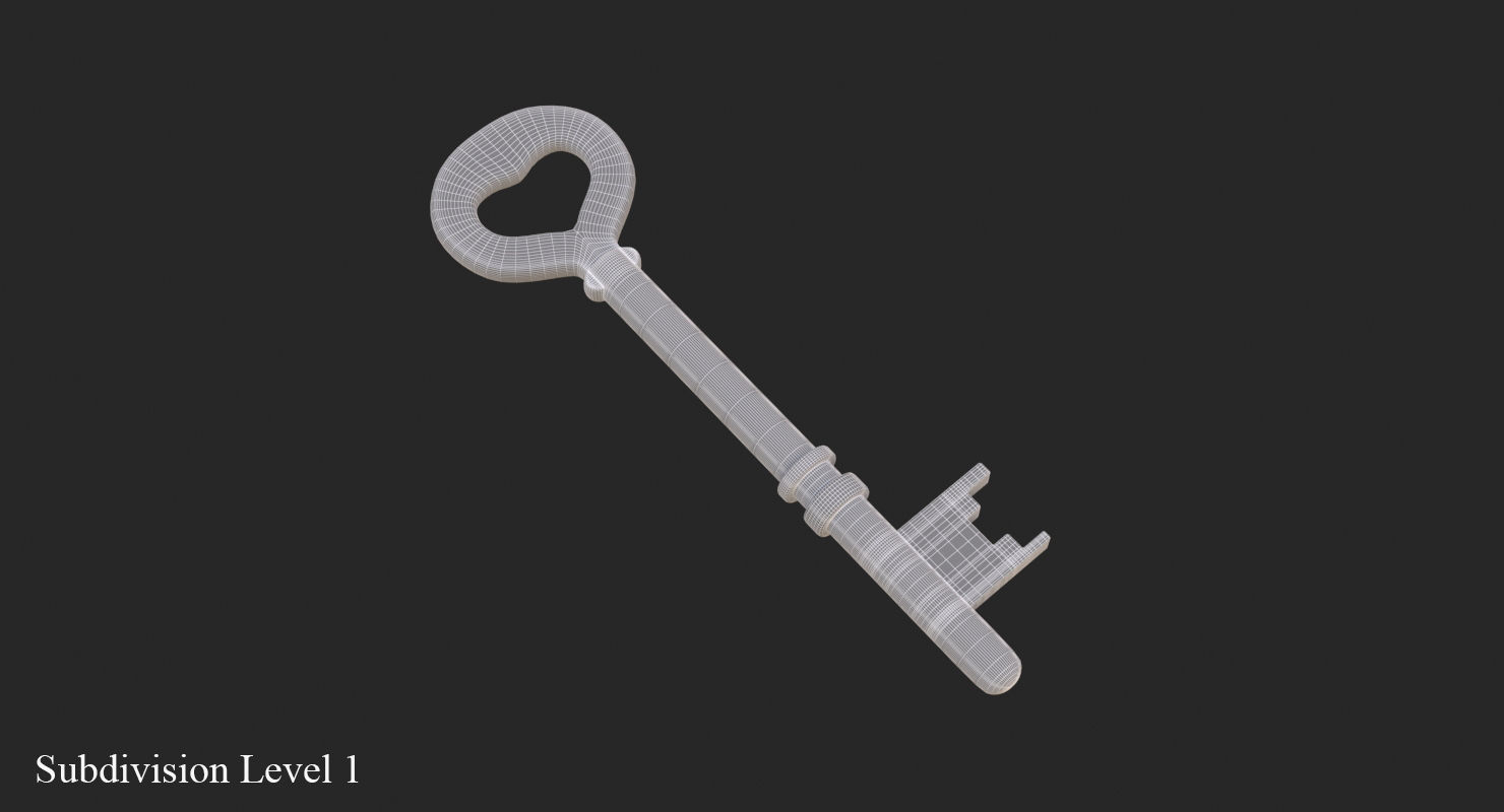 Gold key 3D model Low-poly 3D model_10