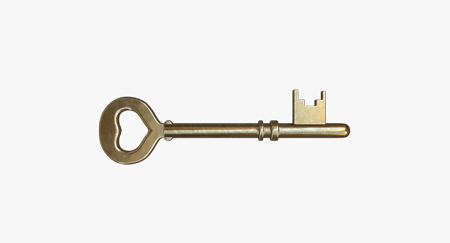 Gold key 3D model Low-poly 3D model_6
