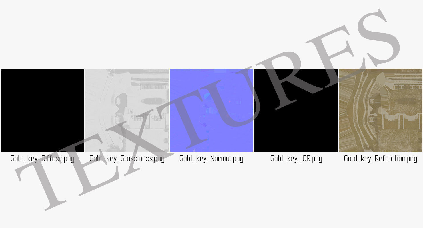 Gold key 3D model Low-poly 3D model_8