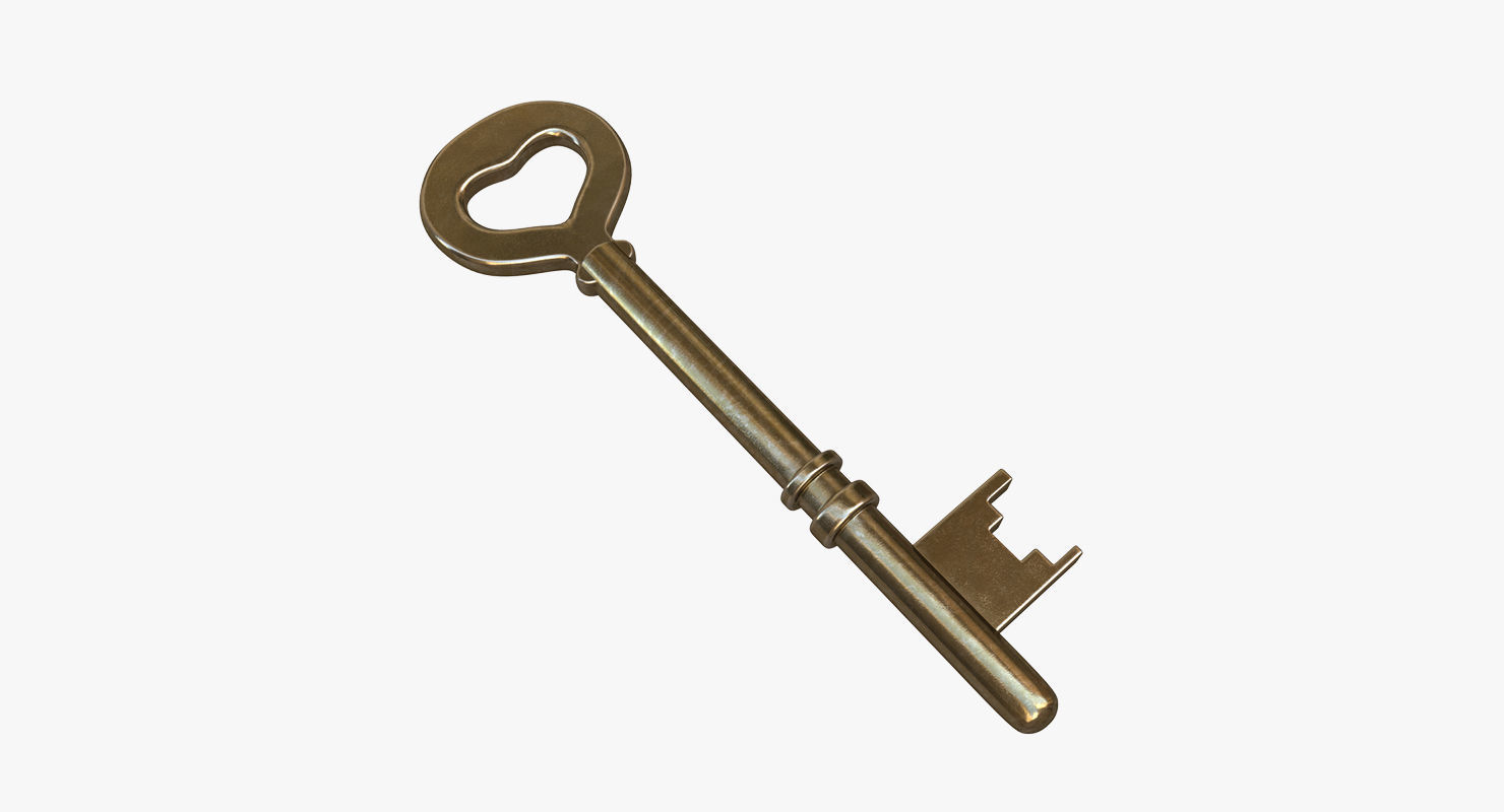 Gold key 3D model Low-poly 3D model_1