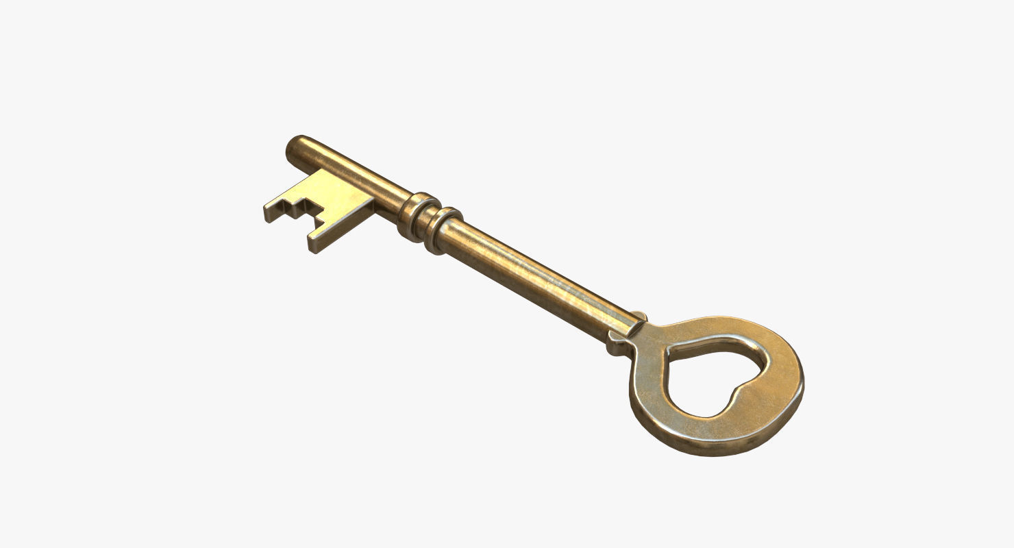 Gold key 3D model Low-poly 3D model_4