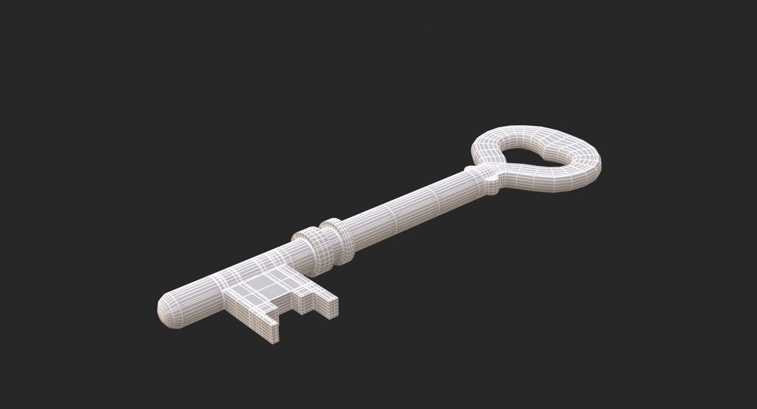 Gold key 3D model Low-poly 3D model_13
