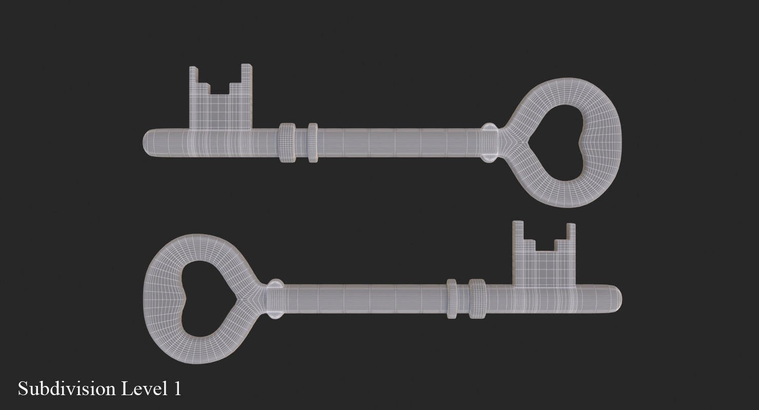 Gold key 3D model Low-poly 3D model_12