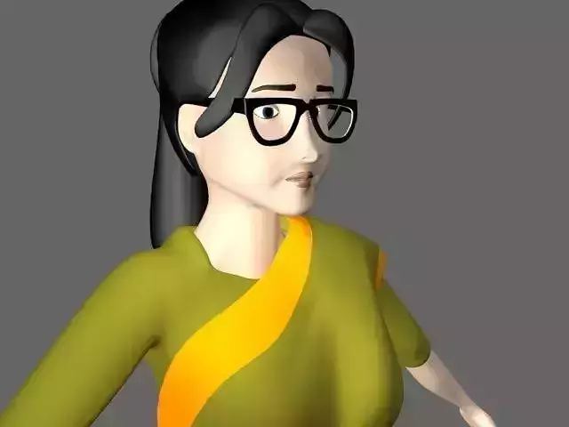 FemaleTeacher indian woman in sari 3D model