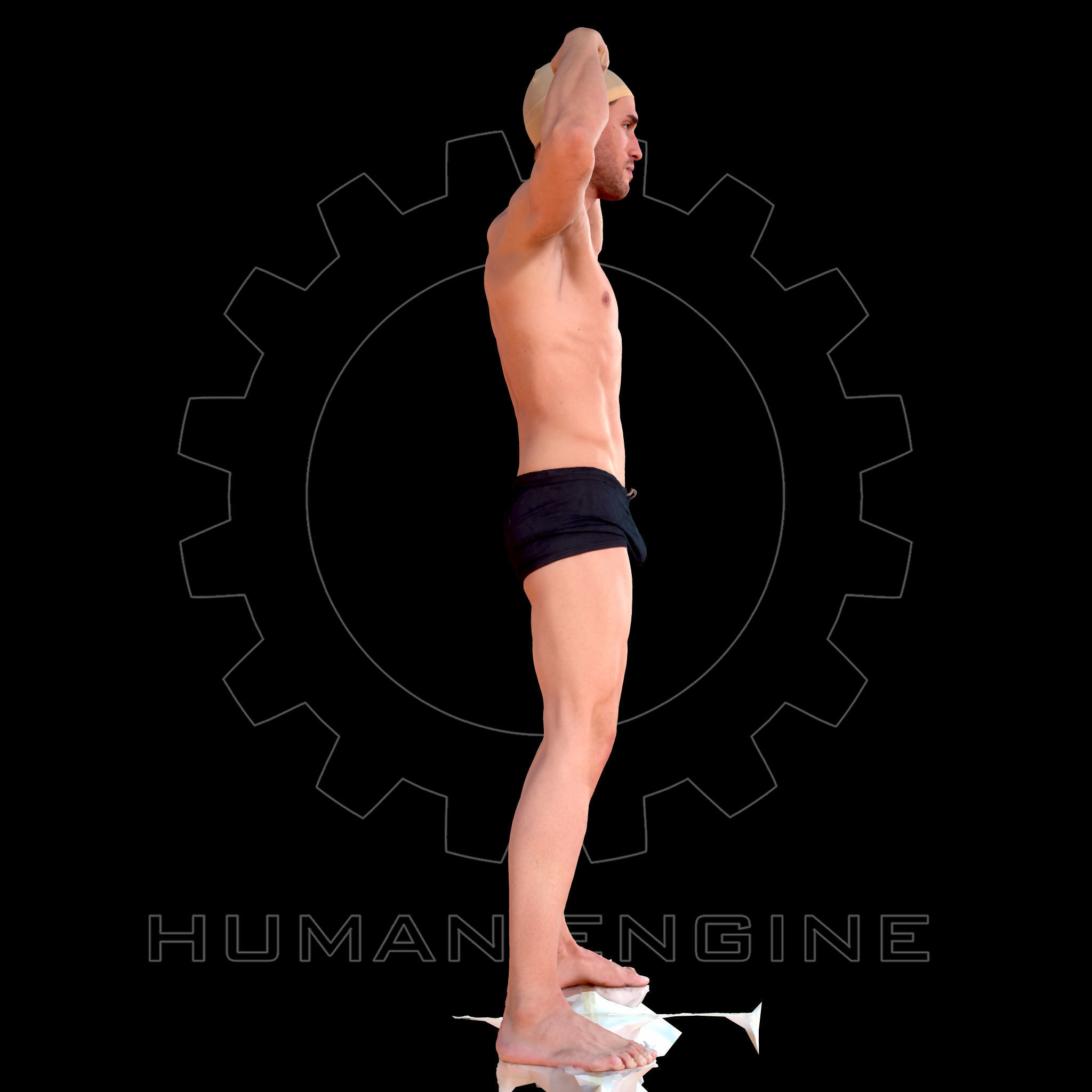 Male Scan - Mick 009 Muscle Pose Low-poly 3D model_6
