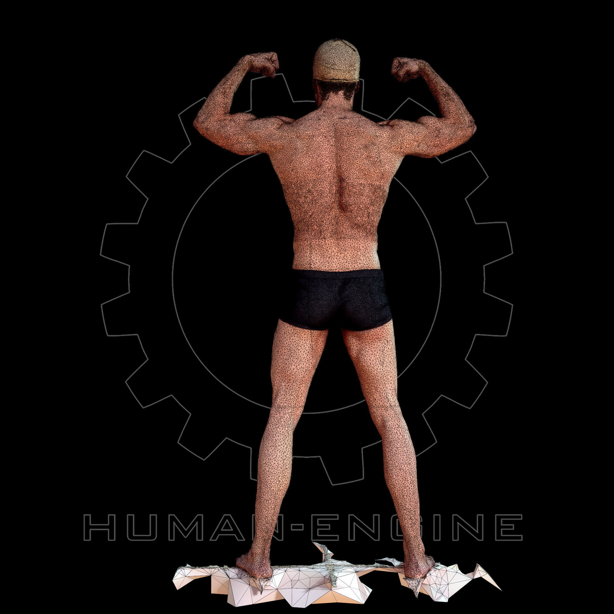 Male Scan - Mick 009 Muscle Pose Low-poly 3D model_4