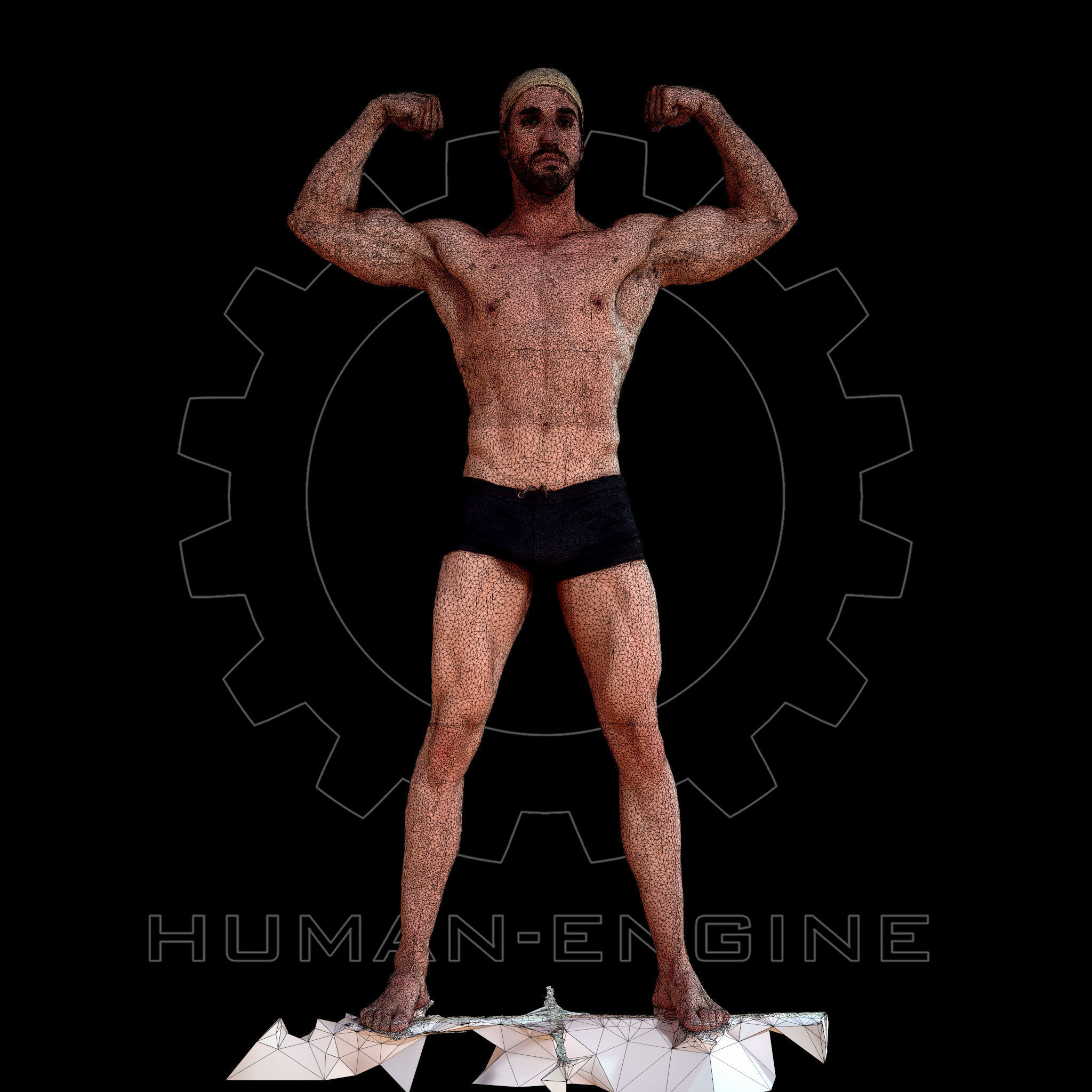 Male Scan - Mick 009 Muscle Pose Low-poly 3D model_2