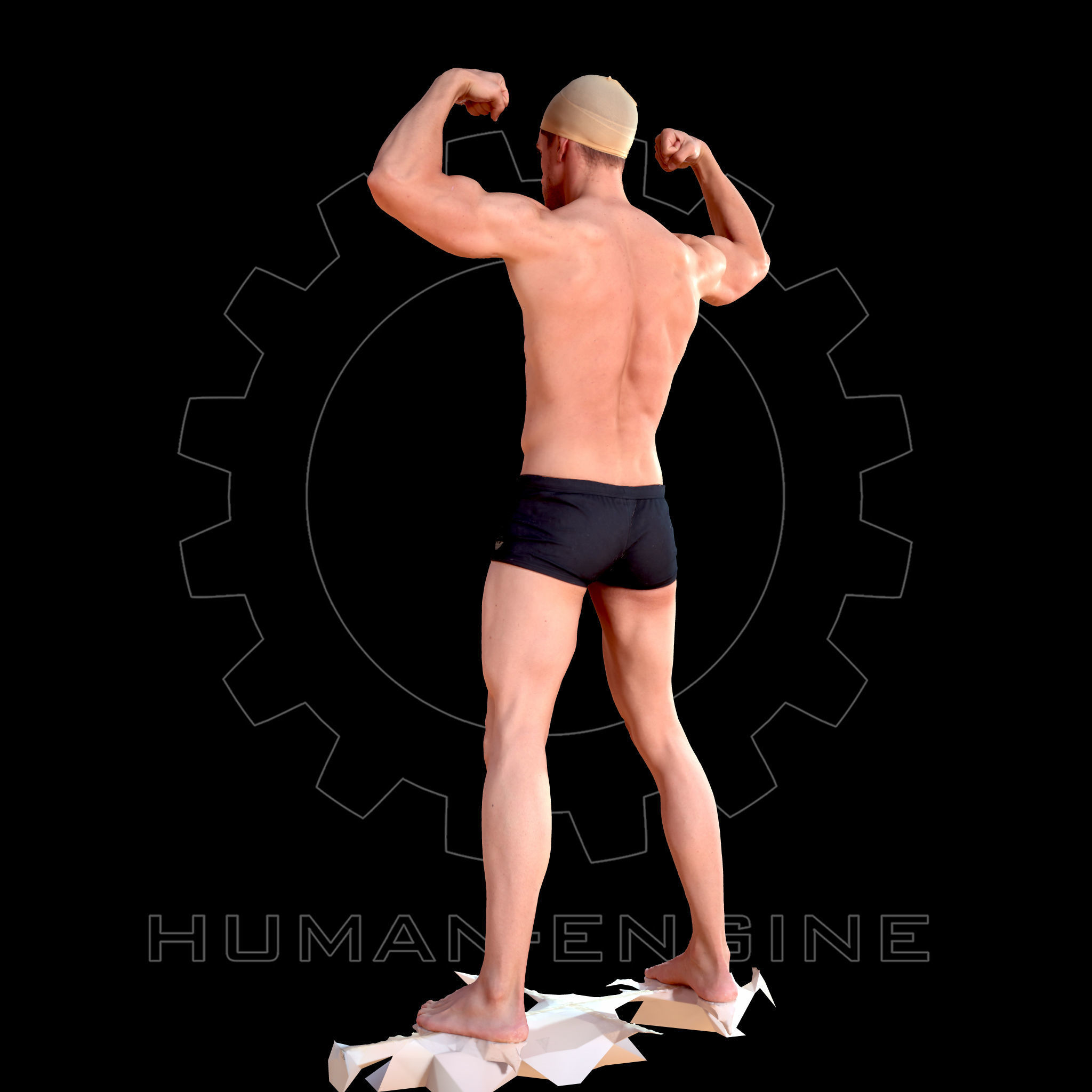 Male Scan - Mick 009 Muscle Pose Low-poly 3D model_7