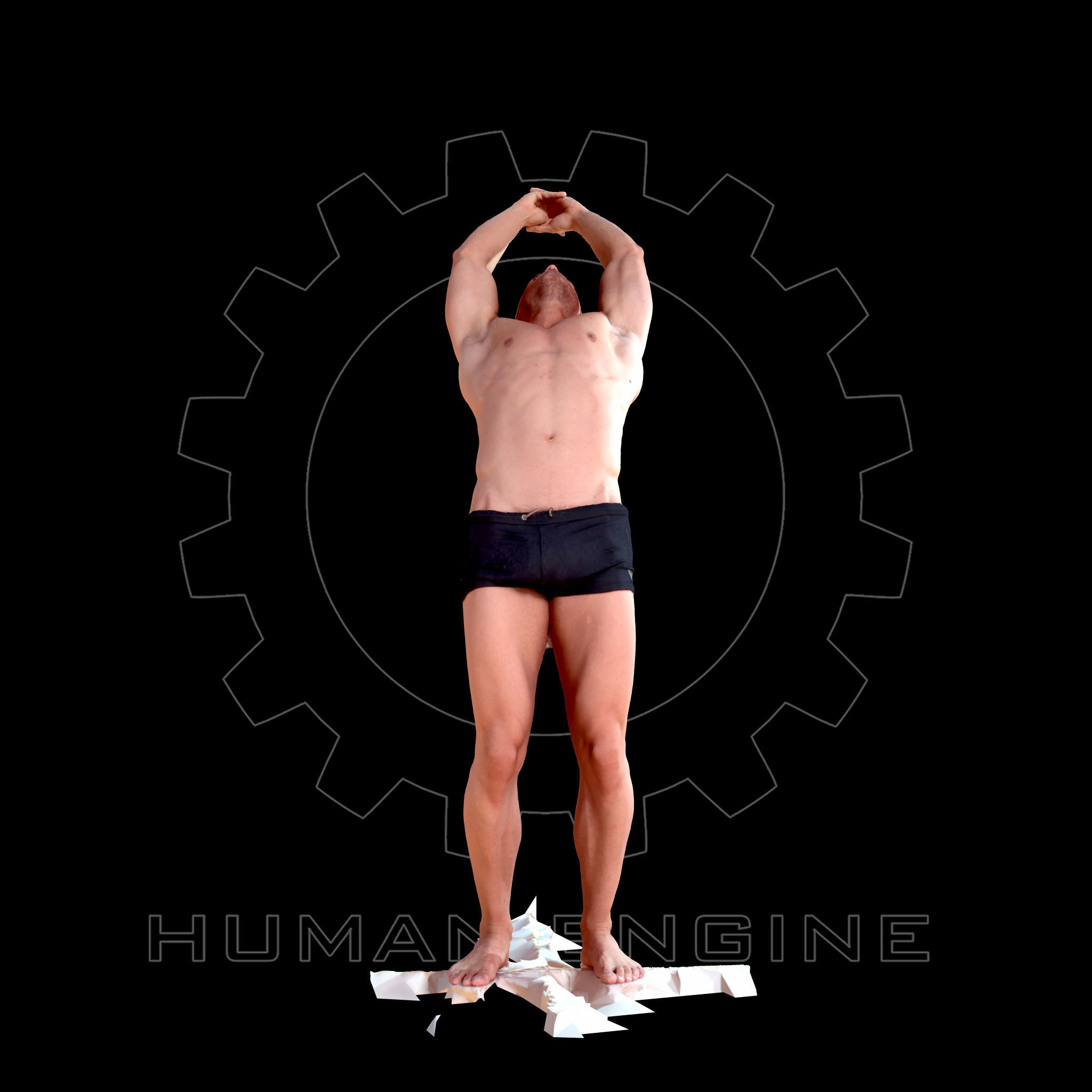 Male Scan - Mick 010 Stretching Pose Low-poly 3D model_1