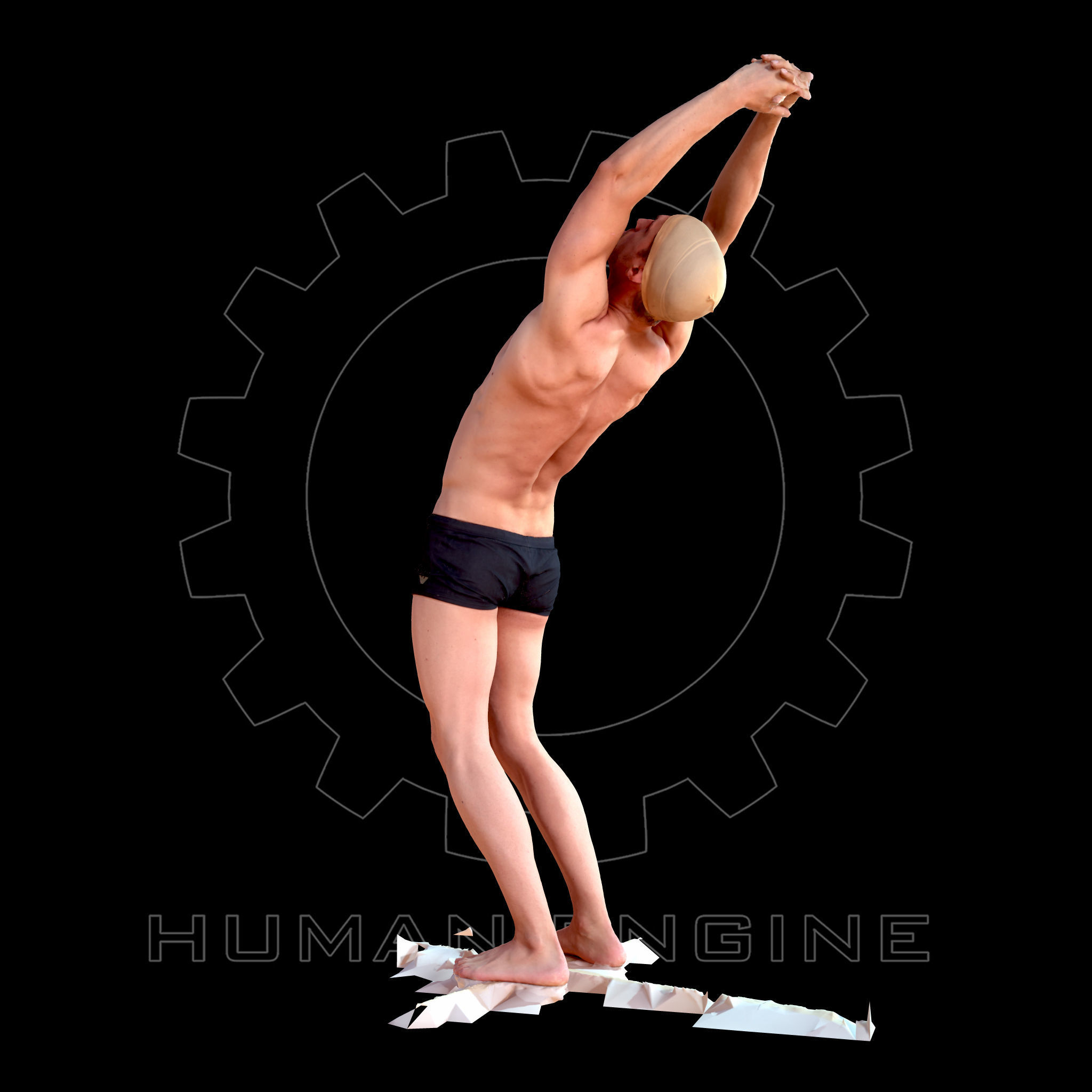 Male Scan - Mick 010 Stretching Pose Low-poly 3D model_7