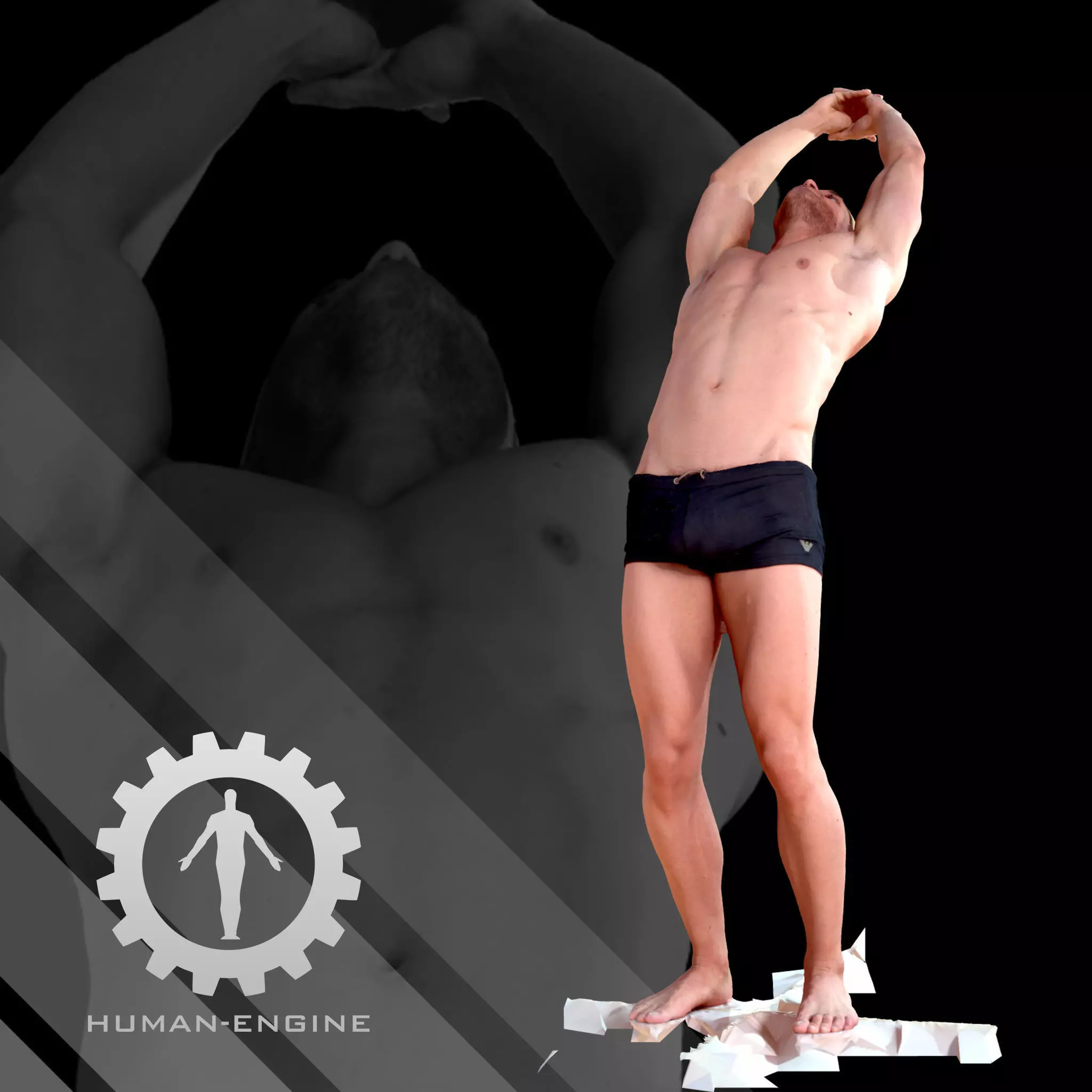 Male Scan - Mick 010 Stretching Pose Low-poly 3D model_0