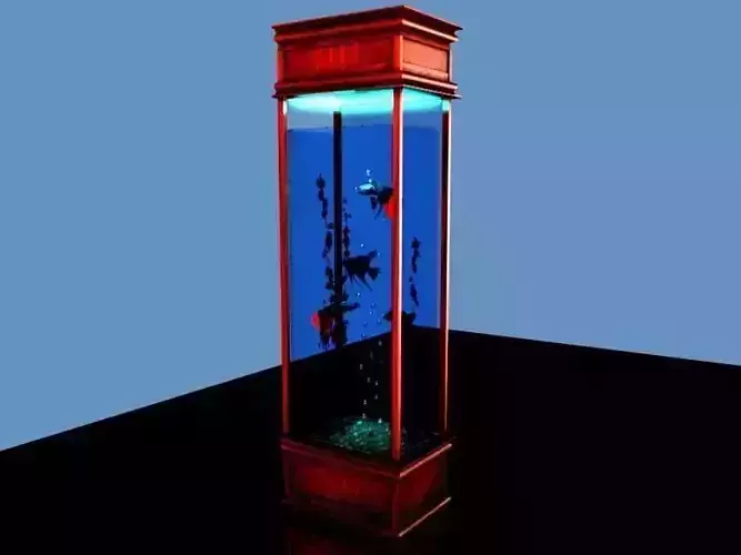 Aquarium glass with fish in it 3D model