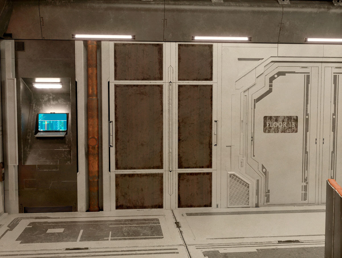 Scifi room 3D model_6