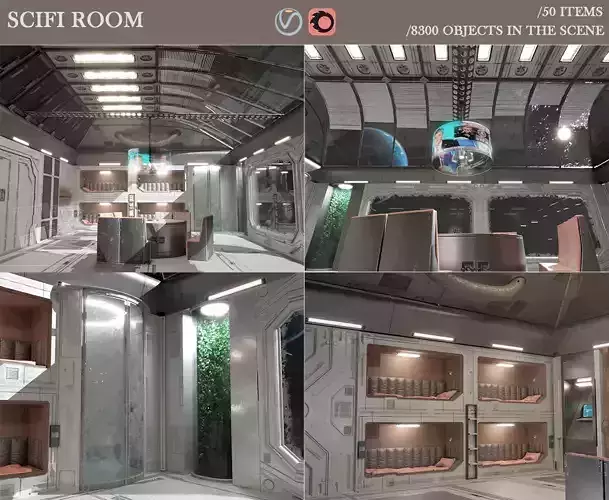 Scifi room 3D model