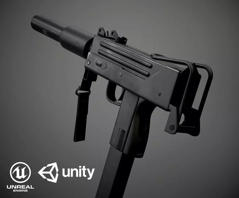 MAC 10 PBR Low-poly 3D model_0
