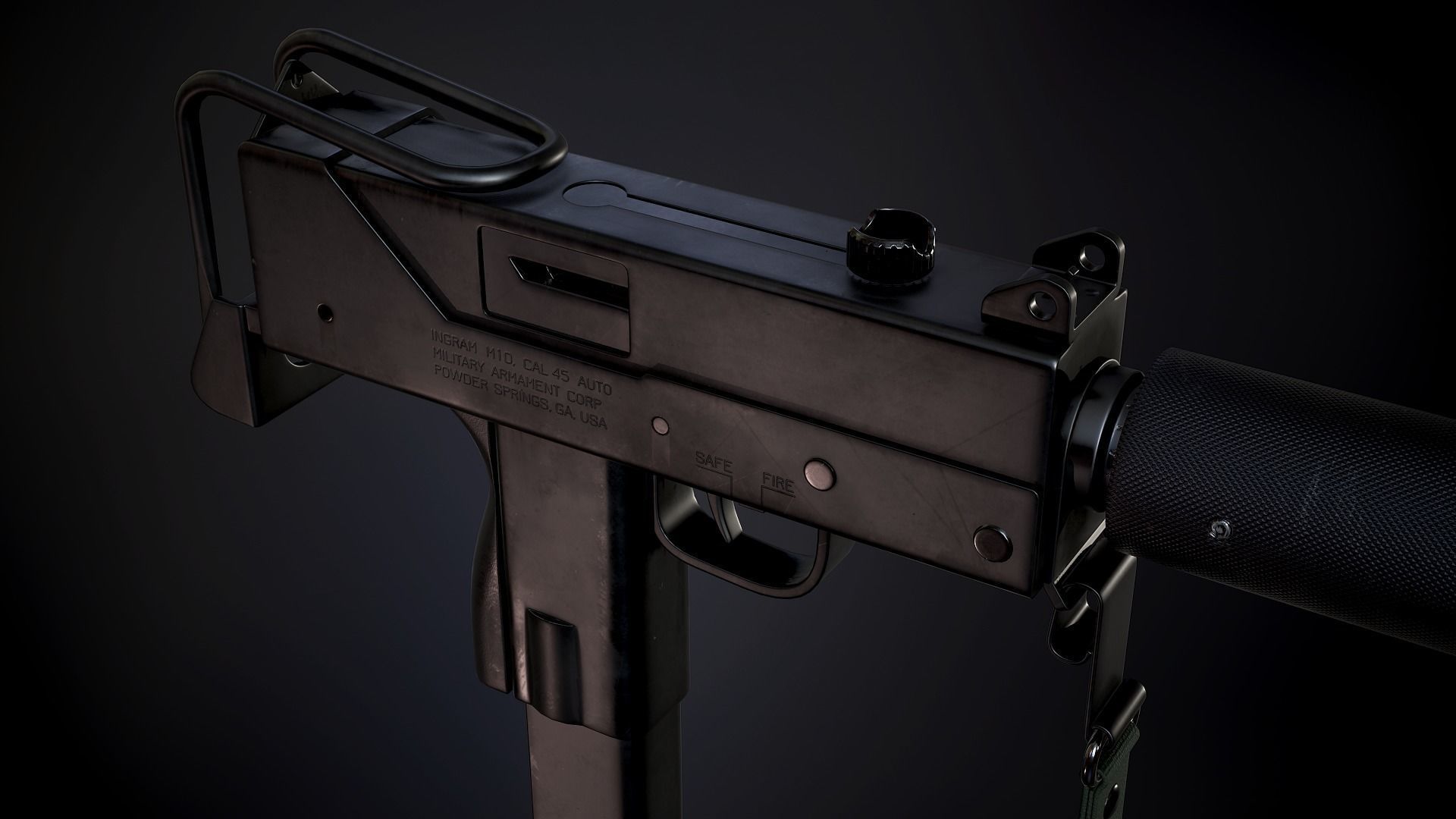 MAC 10 PBR Low-poly 3D model_1