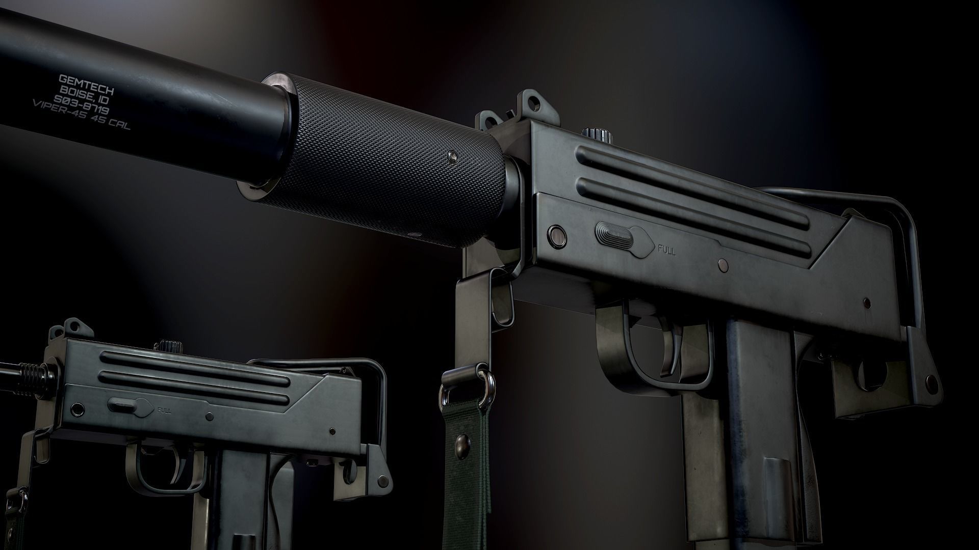 MAC 10 PBR Low-poly 3D model_3