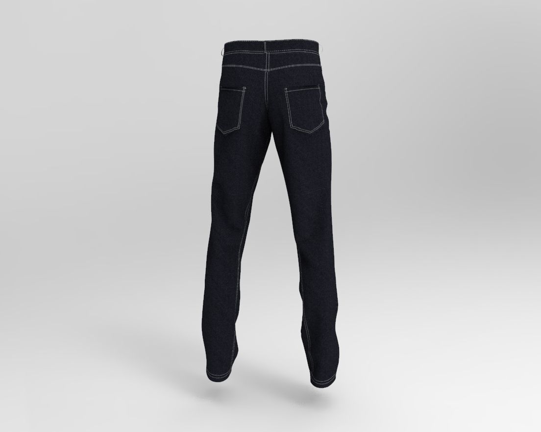 Jeans model made with Marvelous Designer Low-poly 3D model_2
