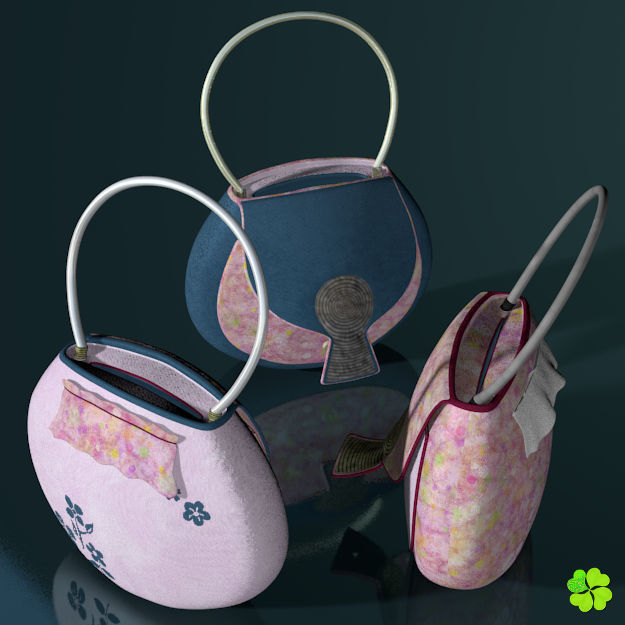 Handbag denim printed low poly Low-poly 3D model_6