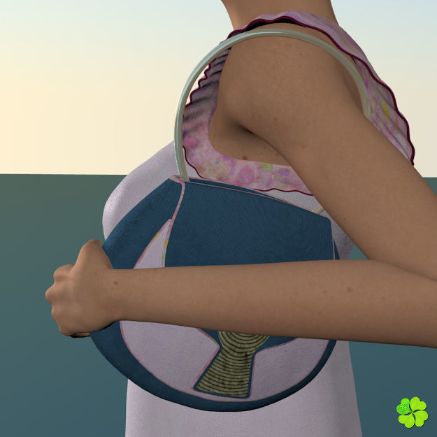 Handbag denim printed low poly Low-poly 3D model_2